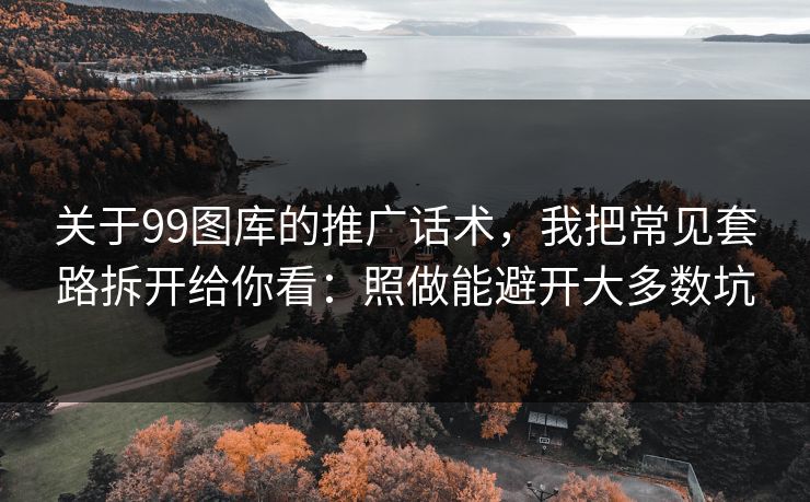 关于99图库的推广话术，我把常见套路拆开给你看：照做能避开大多数坑