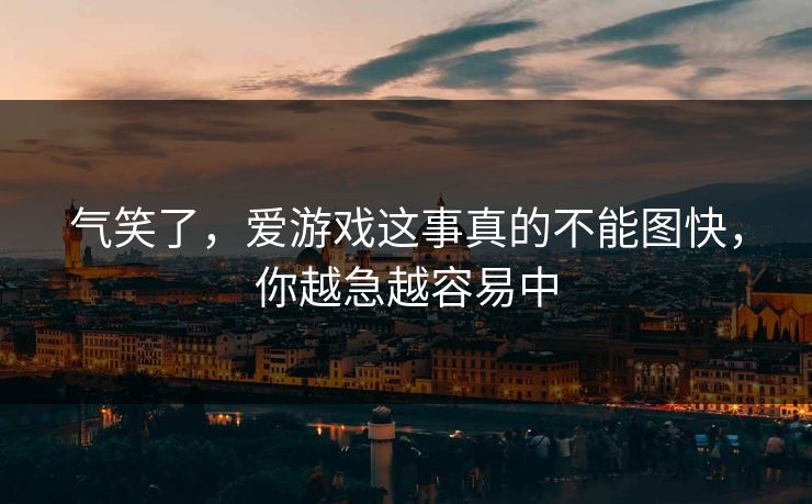 气笑了,爱游戏这事真的不能图快,你越急越容易中